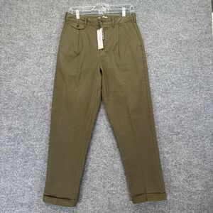 Alex Mill Standard Pleated Pant Mens 29 Military Olive Chino Cuffed Hem NEW